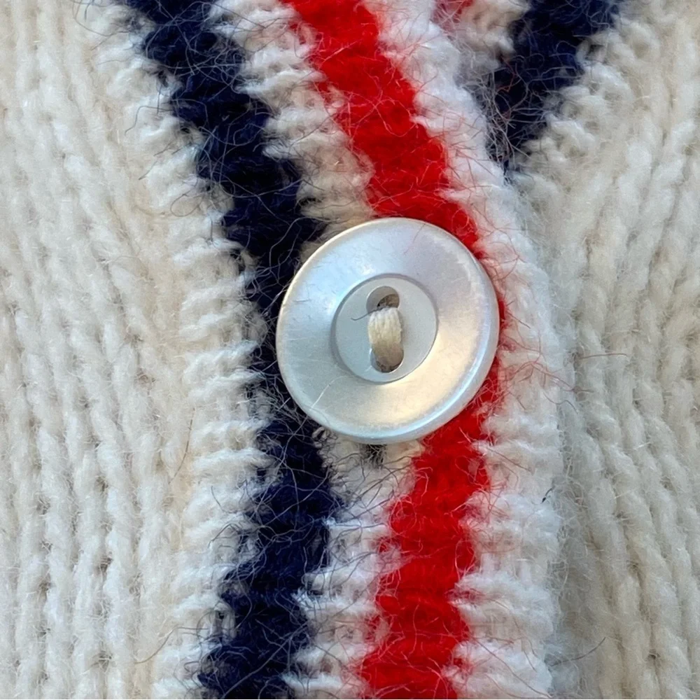 Vintage Blue Bird Unisex Striped Red White & Blue Button Up Cardigan Sweater 3T